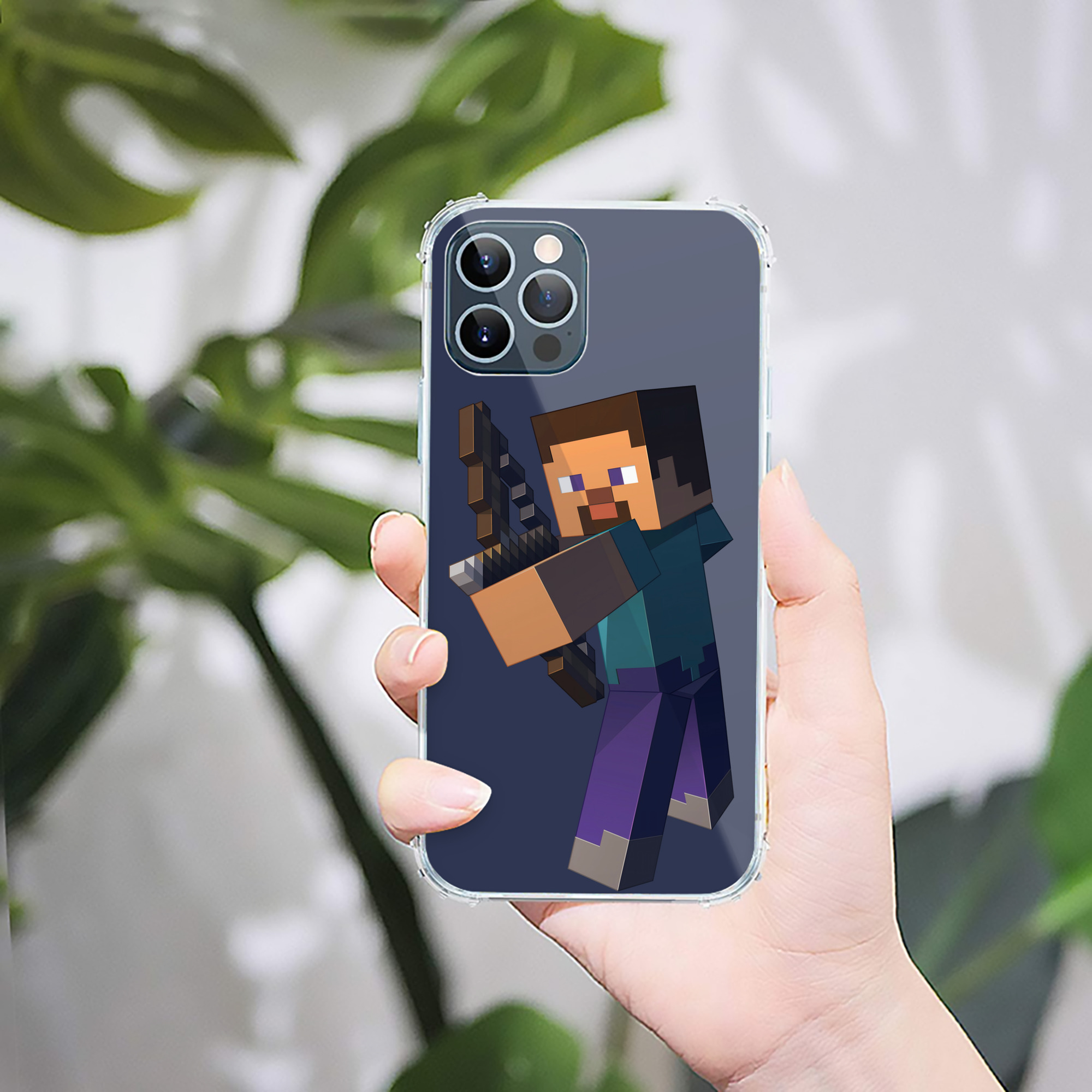 （画像用） マインクラフト ブロックの世界 Minecraft MC Block world 【iPhone 12シリーズ対応】透明スマホケース（クリアソフトケース）
